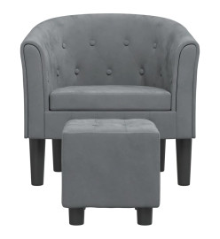 Fauteuil cabriolet avec repose-pied gris foncé velours