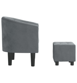 Fauteuil cabriolet avec repose-pied gris foncé velours