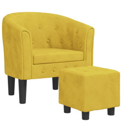 Fauteuil cabriolet avec repose-pied jaune velours