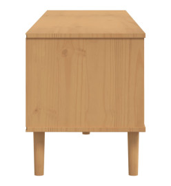 Meuble TV SENJA aspect rotin marron 158x40x49cm bois massif pin