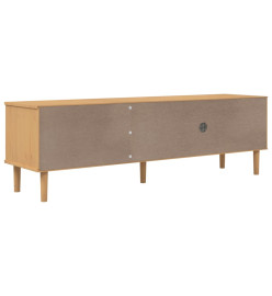 Meuble TV SENJA aspect rotin marron 158x40x49cm bois massif pin