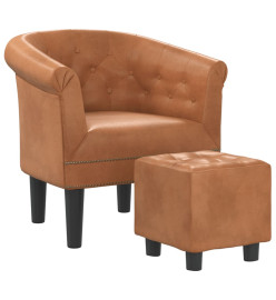 Fauteuil cabriolet avec repose-pied marron similicuir