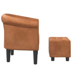 Fauteuil cabriolet avec repose-pied marron similicuir