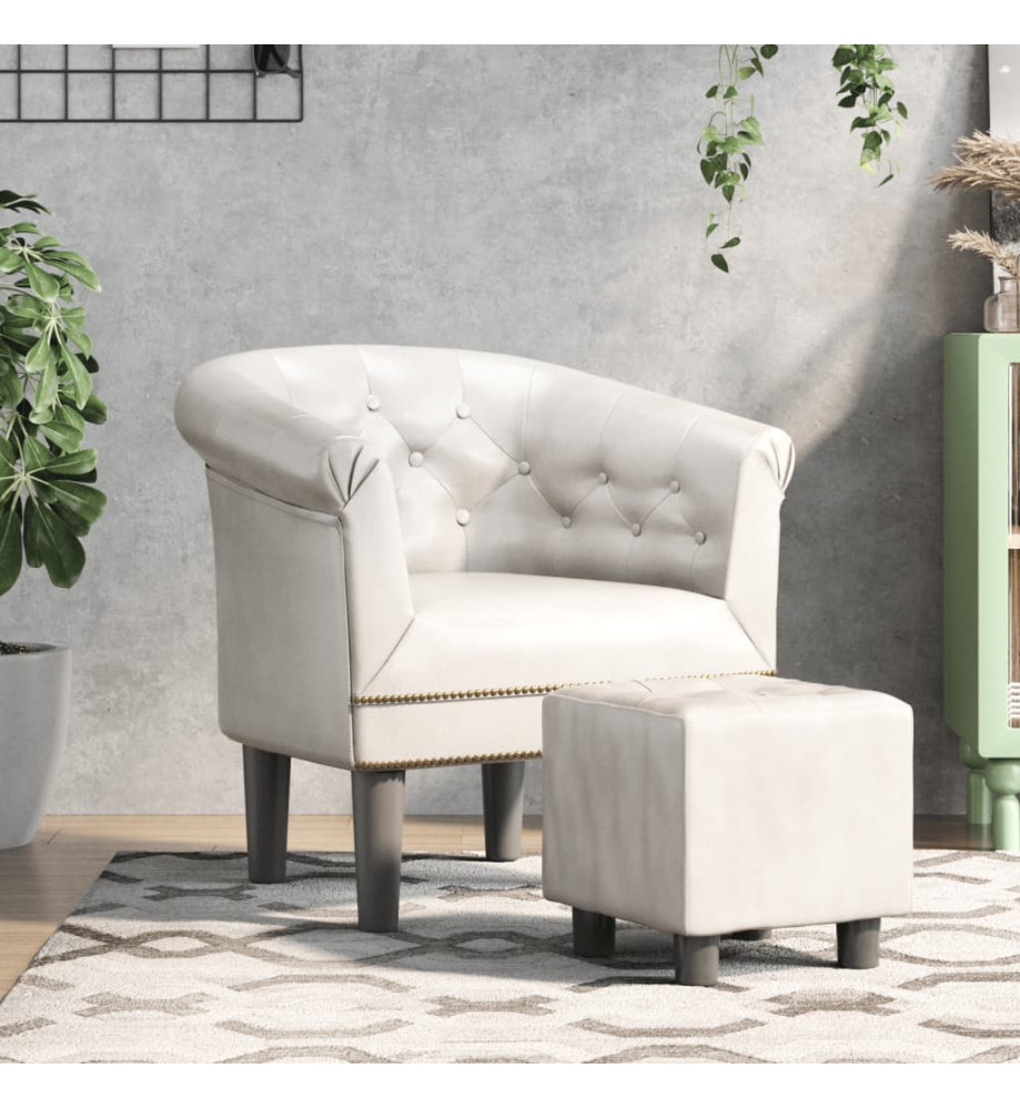 Fauteuil cabriolet avec repose-pied blanc similicuir