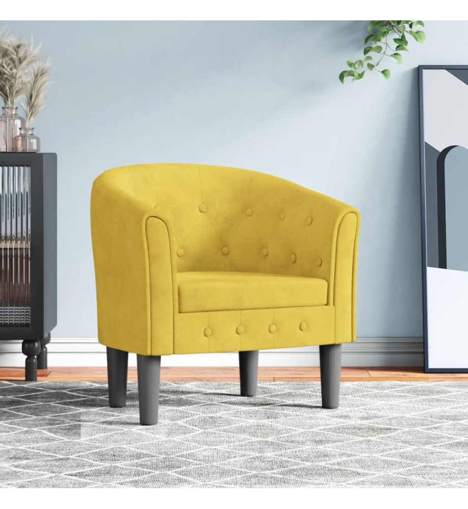 Fauteuil cabriolet jaune velours