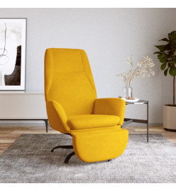 Chaise de relaxation avec repose-pied Jaune moutarde Velours