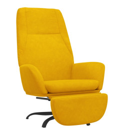 Chaise de relaxation avec repose-pied Jaune moutarde Velours