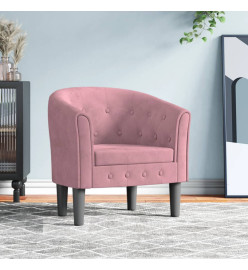 Fauteuil cabriolet rose velours