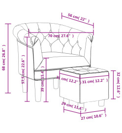 Fauteuil cabriolet avec repose-pied doré similicuir