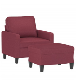 Fauteuil avec repose-pied Rouge bordeaux 60 cm Tissu