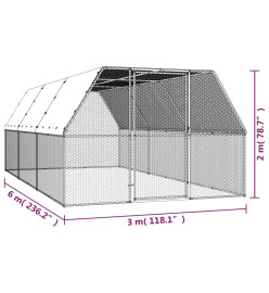 Poulailler d'extérieur 3x6x2 m Acier galvanisé