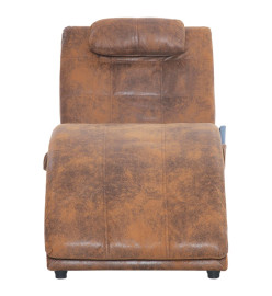 Chaise longue de massage avec oreiller Marron Similicuir daim