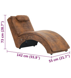 Chaise longue de massage avec oreiller Marron Similicuir daim