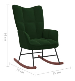 Chaise à bascule Vert foncé Velours