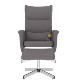 Fauteuil inclinable de massage avec repose-pied gris similicuir