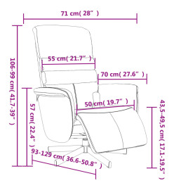 Fauteuil inclinable de massage et repose-pieds crème similicuir