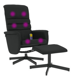 Fauteuil inclinable de massage avec repose-pied noir similicuir