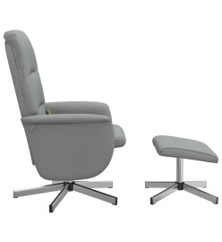 Fauteuil inclinable de massage et repose-pied gris clair tissu