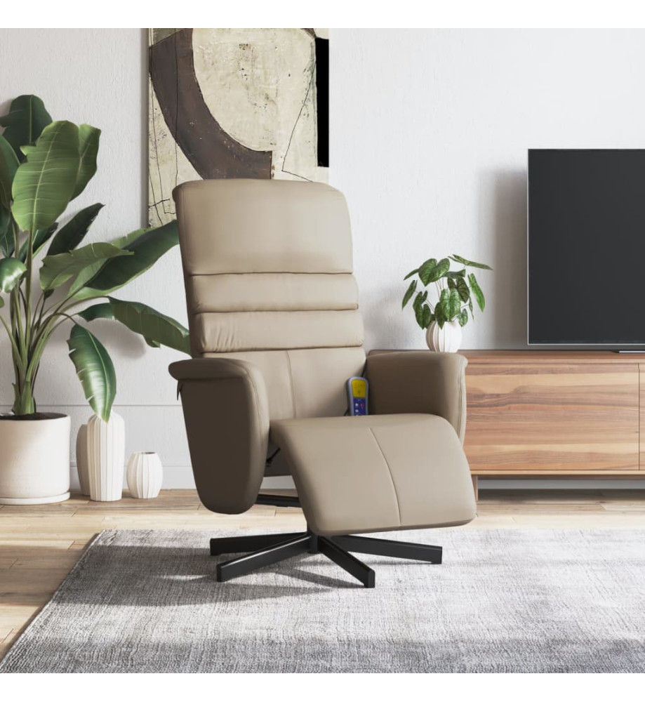 Fauteuil inclinable de massage repose-pieds cappuccino