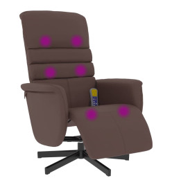 Fauteuil inclinable de massage repose-pieds marron similicuir