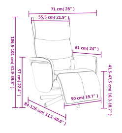 Fauteuil inclinable de massage et repose-pieds crème similicuir