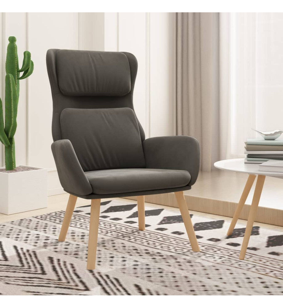 Chaise de relaxation Gris foncé Velours