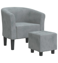 Fauteuil cabriolet avec repose-pied gris foncé velours