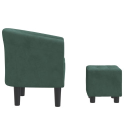 Fauteuil cabriolet avec repose-pied vert foncé velours