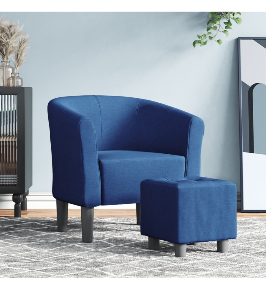 Fauteuil cabriolet avec repose-pied bleu tissu