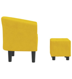 Fauteuil cabriolet avec repose-pied jaune velours