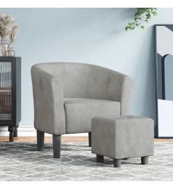 Fauteuil cabriolet avec repose-pied gris clair velours