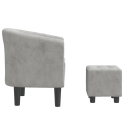 Fauteuil cabriolet avec repose-pied gris clair velours