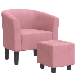 Fauteuil cabriolet avec repose-pied rose velours