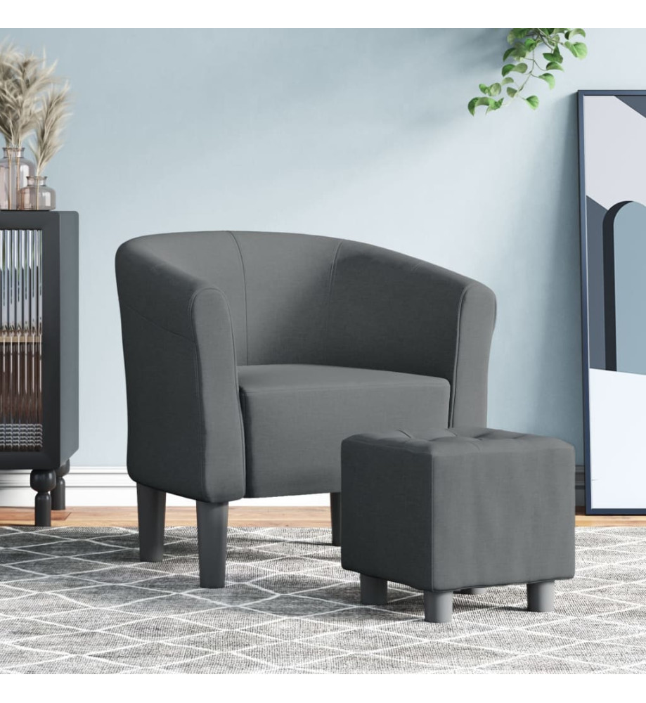 Fauteuil cabriolet avec repose-pied gris foncé tissu