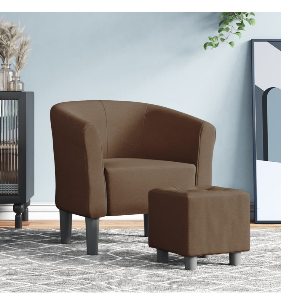 Fauteuil cabriolet avec repose-pied marron tissu