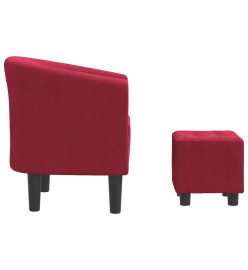 Fauteuil cabriolet avec repose-pied rouge bordeaux velours