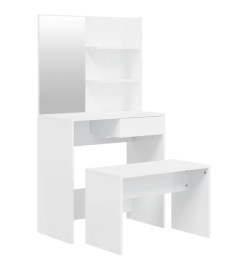 Ensemble de coiffeuse Blanc brillant 74,5x40x141 cm