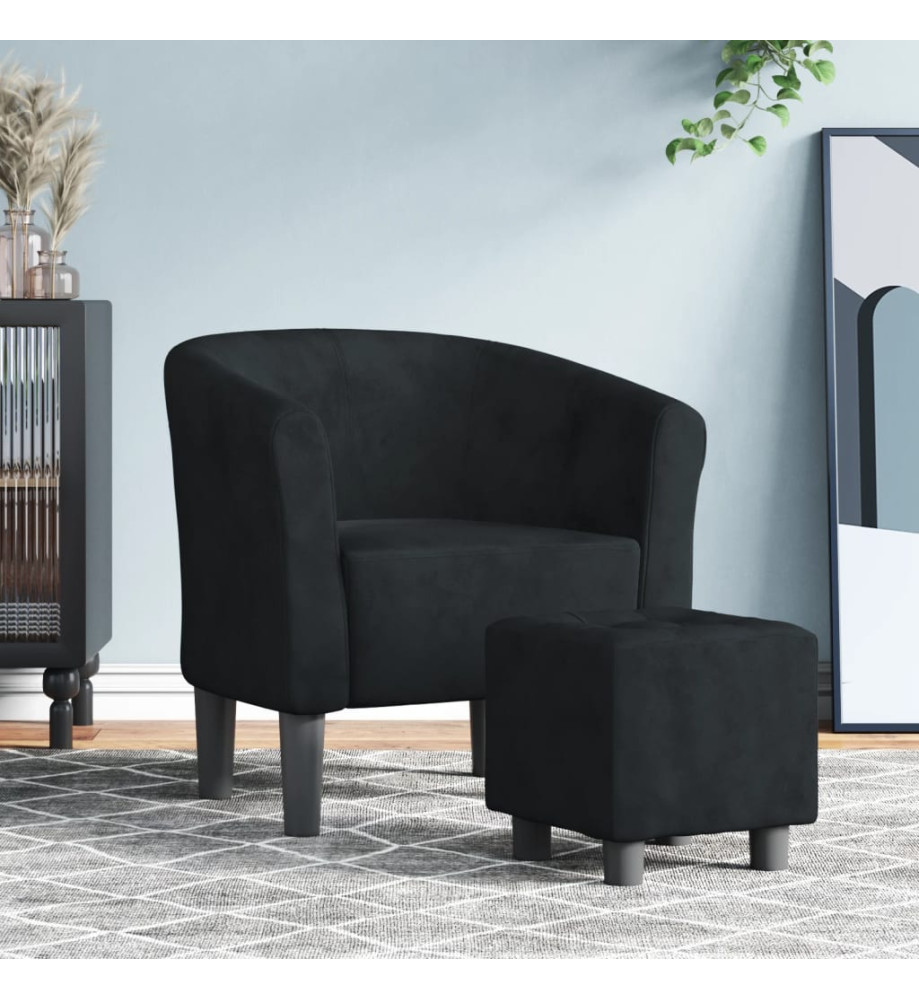 Fauteuil cabriolet avec repose-pied noir velours