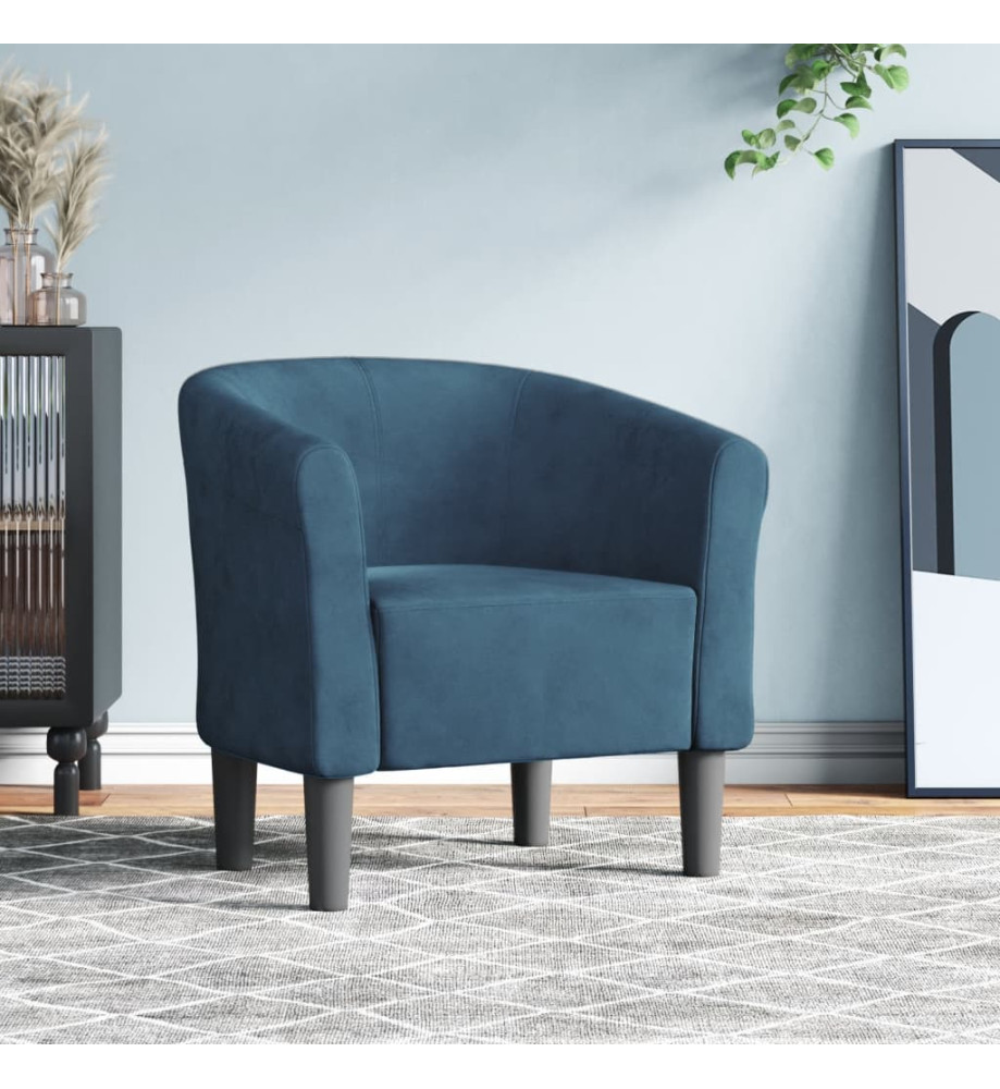 Fauteuil cabriolet bleu foncé velours