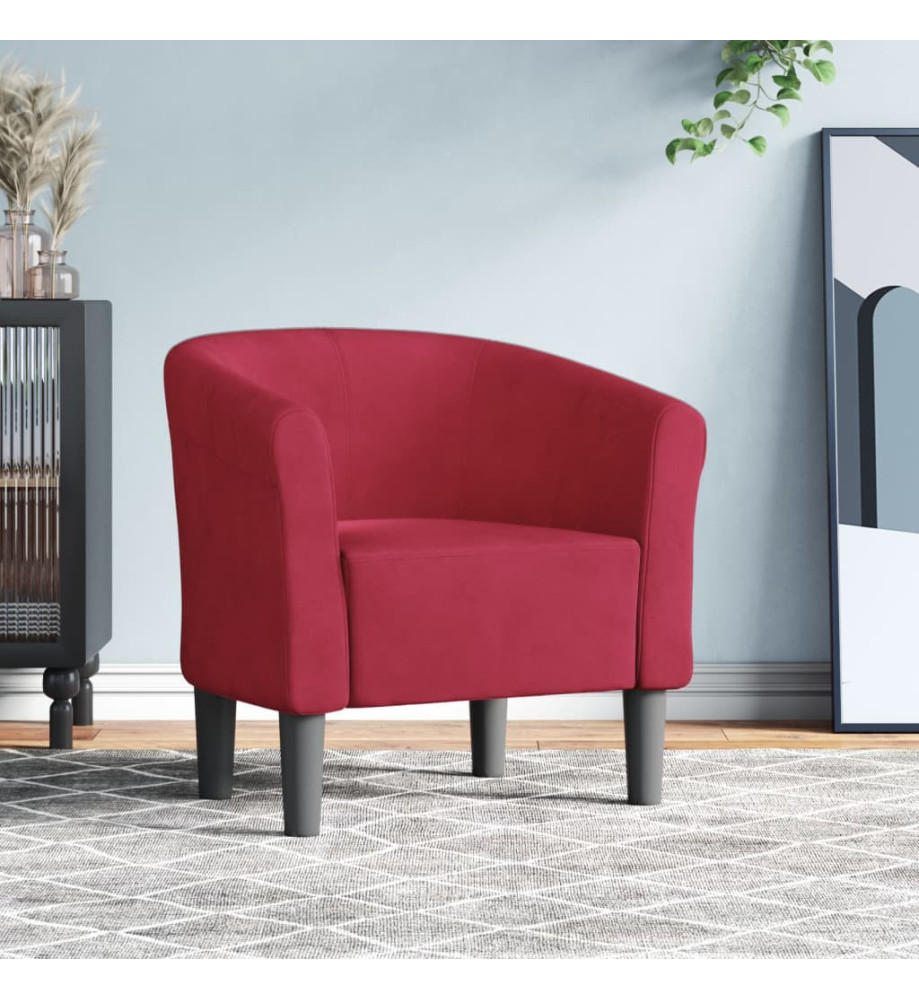 Fauteuil cabriolet rouge bordeaux velours