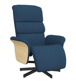 Fauteuil inclinable avec repose-pieds bleu tissu