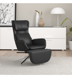 Chaise de relaxation avec repose-pied Noir brillant Similicuir