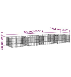 Chenil d'extérieur pour chiens Acier 15,02 m²