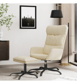 Chaise de relaxation avec tabouret Crème Tissu