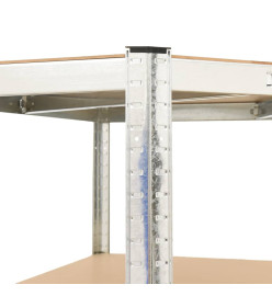 Étagère d'angle à 4 niveaux Argenté Acier et bois d'ingénierie