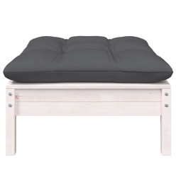 Repose-pied de jardin avec coussin anthracite Bois de pin blanc