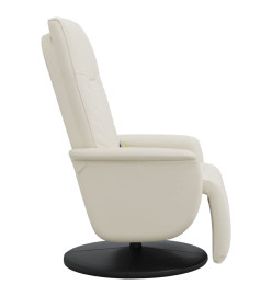 Fauteuil inclinable de massage et repose-pieds crème similicuir