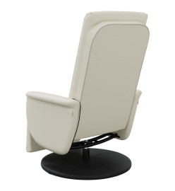 Fauteuil inclinable de massage et repose-pieds crème similicuir