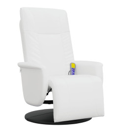 Fauteuil inclinable de massage repose-pieds blanc similicuir