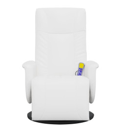 Fauteuil inclinable de massage repose-pieds blanc similicuir